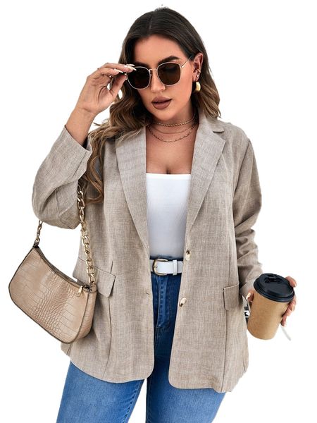 plus flap detail lapel neck blazer f4ov#, Black 
plus flap detail lapel neck blazer f4ov#, Black