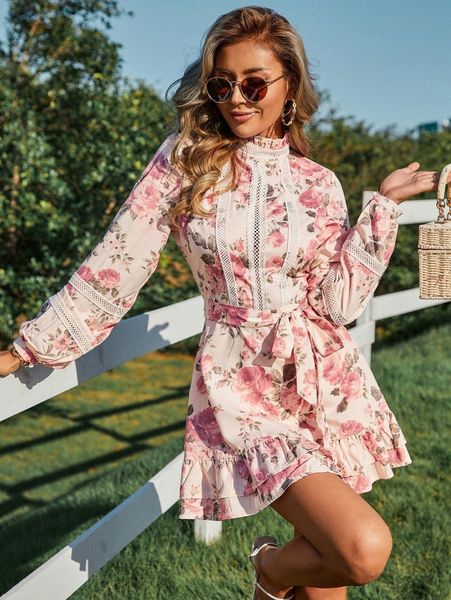 eilly bazar floral print lantern sleeve contrast lace detail ruffle hem dress g07a#, Black;gray
eilly bazar floral print lantern sleeve contrast lace detail ruffle hem dress g07a#, Black;gray