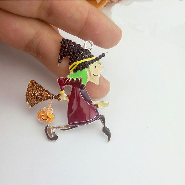 50pcs/lot enamel frying witch pendant rhinestone crystal halloween pendant for necklace, Silver
50pcs/lot enamel frying witch pendant rhinestone crystal halloween pendant for necklace, Silver