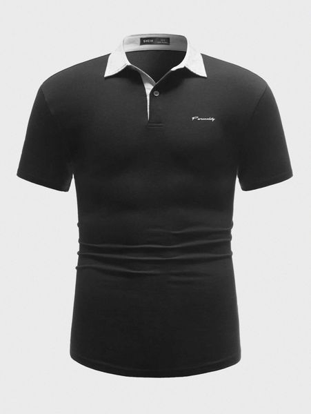 men color block letter graphic polo shirt z4mo#, White;black 
men color block letter graphic polo shirt z4mo#, White;black