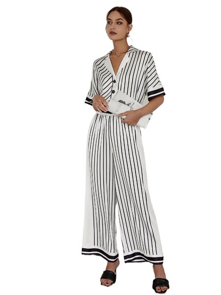 sollinarry vertical striped batwing sleeve blouse & paperbag waist wide leg pants k76q#, White
sollinarry vertical striped batwing sleeve blouse & paperbag waist wide leg pants k76q#, White