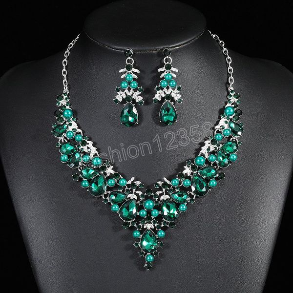 luxury big water drop crystal bridal jewelry set women statement imitation pearl necklace earrings set for wedding party, Silver
luxury big water drop crystal bridal jewelry set women statement imitation pearl necklace earrings set for wedding party, Silver
