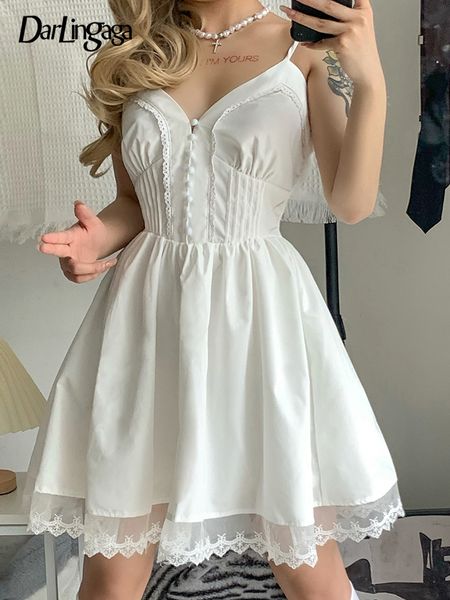 darlingaga sweet cute lolita style lace patchwork corset white dress strap buttons party summer pleated dress female korean slim, Black;gray
darlingaga sweet cute lolita style lace patchwork corset white dress strap buttons party summer pleated dress female korean slim, Black;gray