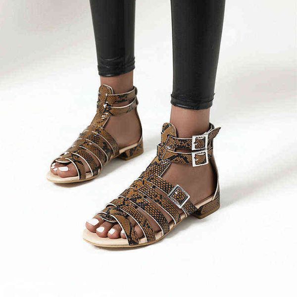 oversized snake flat sandals women's versatile fish mouth button open toe roman shoes, Black
oversized snake flat sandals women's versatile fish mouth button open toe roman shoes, Black
