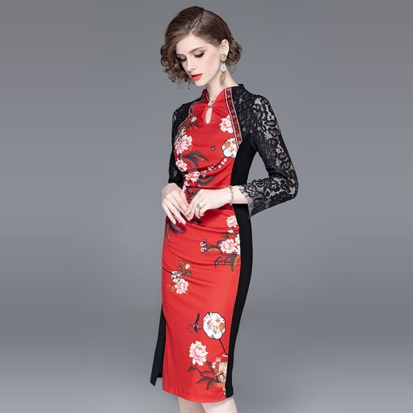 autumn womens longsleeved lace ing print slim dress step dresses y200326, Black;gray
autumn womens longsleeved lace ing print slim dress step dresses y200326, Black;gray