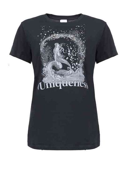 women's t-shirt pk spring and summer mermaid print drill nail bead t-shirt 85067 song jia same t, White
women's t-shirt pk spring and summer mermaid print drill nail bead t-shirt 85067 song jia same t, White