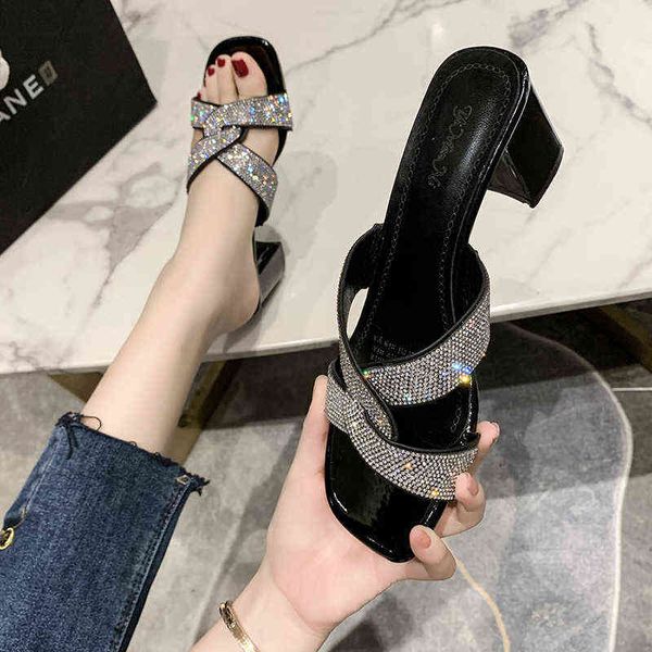 slippers women 2022 summer new thick heel women shoes fashion korean rhinestone high-heeled ladies slippers cross designer shoes, Black
slippers women 2022 summer new thick heel women shoes fashion korean rhinestone high-heeled ladies slippers cross designer shoes, Black