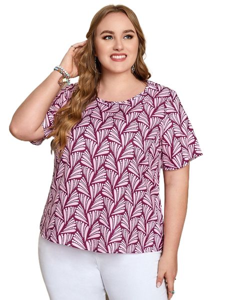 emery rose plus allover print blouse m280#, Black