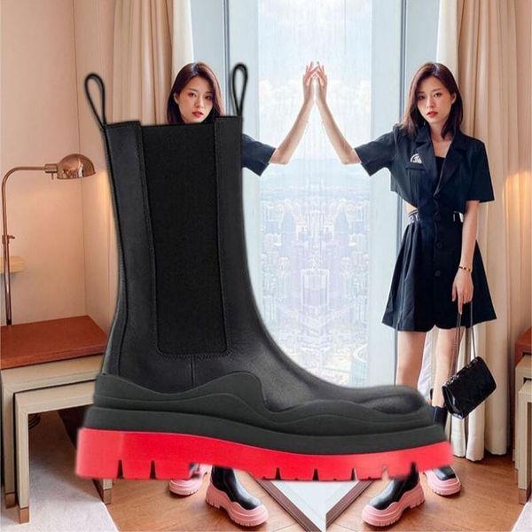 two tone tire chelsea boots women platform chunky boot lady luxe design men calf desiger mid tube calfskin slip-on style round toe boots red, Black
two tone tire chelsea boots women platform chunky boot lady luxe design men calf desiger mid tube calfskin slip-on style round toe boots red, Black