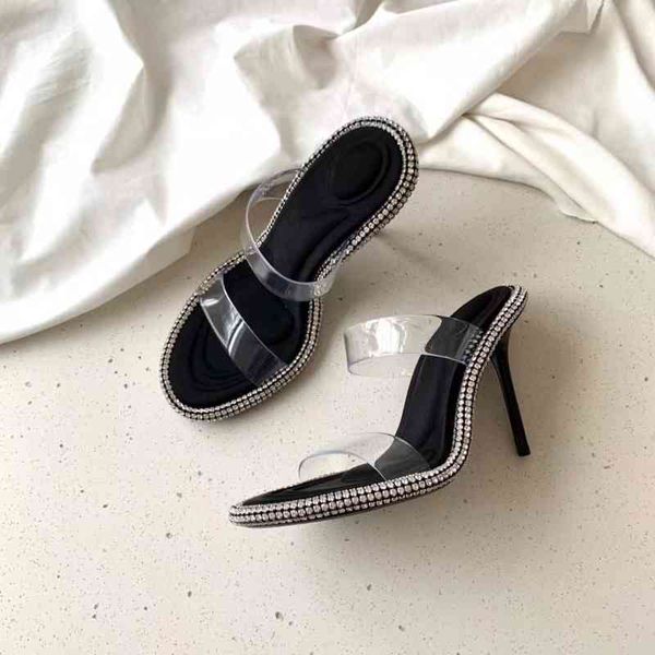 pvc slippers women's slippers open-ended and high-heeled shoes crystal decorative modern summer series, Black
pvc slippers women's slippers open-ended and high-heeled shoes crystal decorative modern summer series, Black