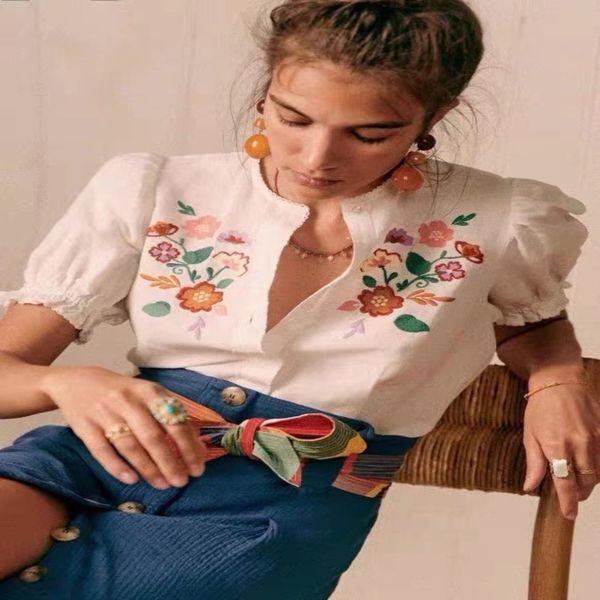 women's polos s / spring and summer french pastoral exquisite flower embroidery bubble sleeve single breasted shir, White
women's polos s / spring and summer french pastoral exquisite flower embroidery bubble sleeve single breasted shir, White