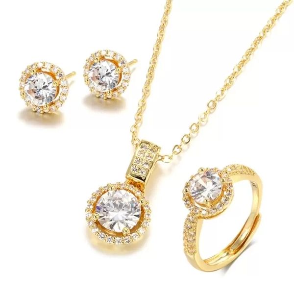 kinel 18k gold zircon jewelry sets engagement ring necklace earring for bridal wedding jewelry valentine's day gift for women, Slivery;golden
kinel 18k gold zircon jewelry sets engagement ring necklace earring for bridal wedding jewelry valentine's day gift for women, Slivery;golden
