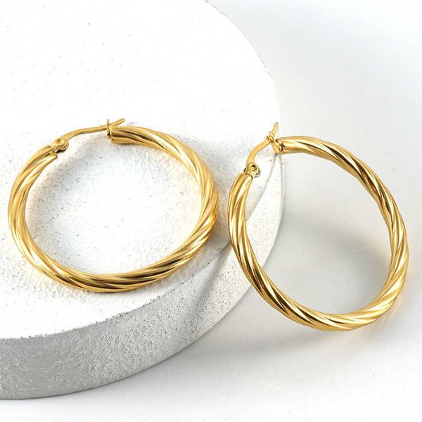 charm new 18k stainless steel fried dough twist earrings fashion titanium steel round earring piercing, Golden
charm new 18k stainless steel fried dough twist earrings fashion titanium steel round earring piercing, Golden