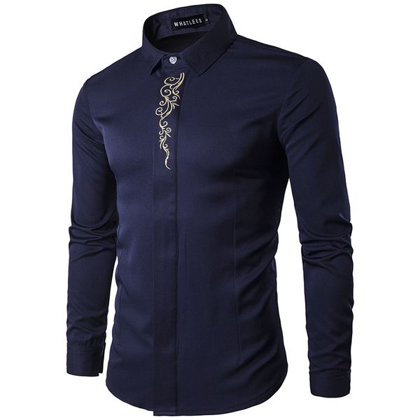 mens designer slim fit casual shirts embroidery solid color turn-down collar long sleeved fashion dress shirt euro size men clothing, White;black
mens designer slim fit casual shirts embroidery solid color turn-down collar long sleeved fashion dress shirt euro size men clothing, White;black