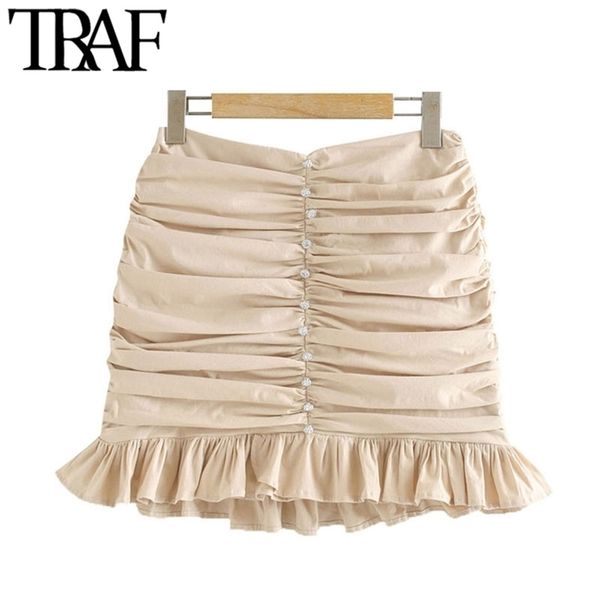 traf women chic fashion appliques ruffled pleated mini skirt vintage high waist back zipper female skirts mujer 210315, Black
traf women chic fashion appliques ruffled pleated mini skirt vintage high waist back zipper female skirts mujer 210315, Black