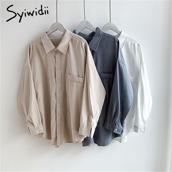button up shirt women clothes fall office lady long sleeve korean fashion white blue turn-down collar pockets 210607
button up shirt women clothes fall office lady long sleeve korean fashion white blue turn-down collar pockets 210607