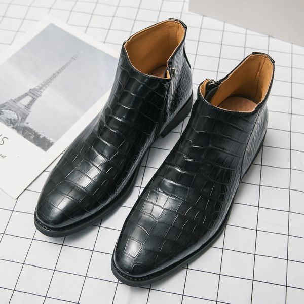 chelsea boots men shoes pu solid color fashion classic business casual everyday crocodile pattern side zipper ankle boots cp067, Black
chelsea boots men shoes pu solid color fashion classic business casual everyday crocodile pattern side zipper ankle boots cp067, Black