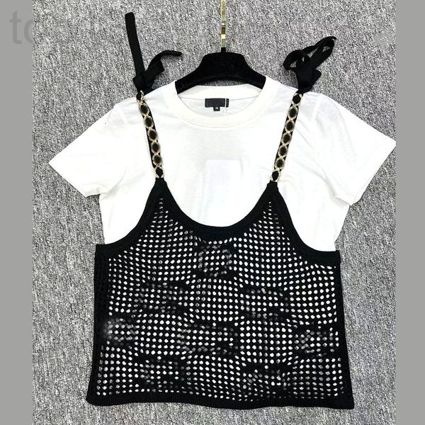 women's knits & tees designer 2022 early spring new style zhou xun same small fragrance pneumatic drill buckle mesh sling two-piece set, White
women's knits & tees designer 2022 early spring new style zhou xun same small fragrance pneumatic drill buckle mesh sling two-piece set, White