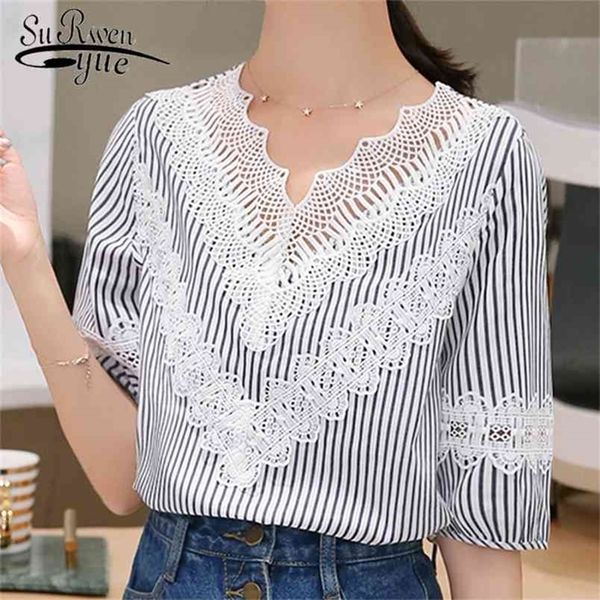 blusas women blouses woman fashion summer short sleeve blouse v-neck lace shirt stripe casual clothing 4819 210421, White
blusas women blouses woman fashion summer short sleeve blouse v-neck lace shirt stripe casual clothing 4819 210421, White