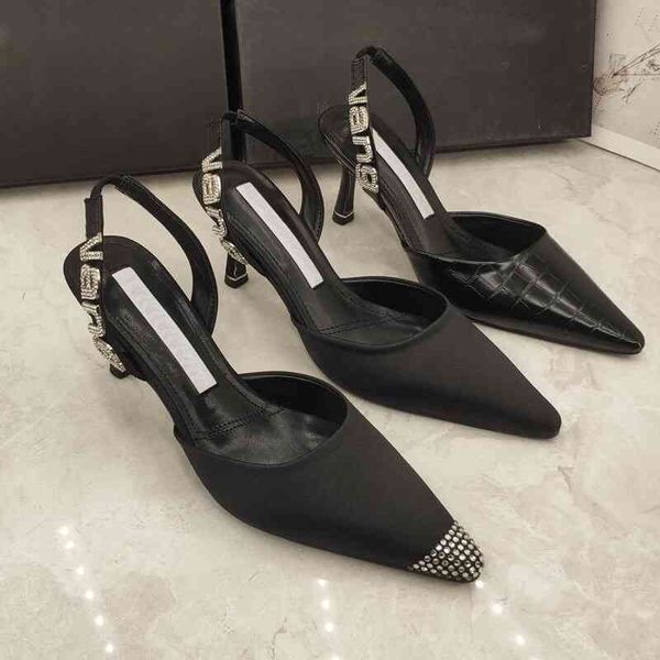 dress shoes pointed thin heel sandals female summer net red diamond letter baotou one word with satin 5cm 5ush, Black
dress shoes pointed thin heel sandals female summer net red diamond letter baotou one word with satin 5cm 5ush, Black