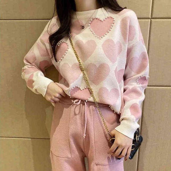 spring knitted love pinted piece sets outfits women pearl beading long sleeve sweater harem pant suits korean tracksuit t220729, Gray
spring knitted love pinted piece sets outfits women pearl beading long sleeve sweater harem pant suits korean tracksuit t220729, Gray