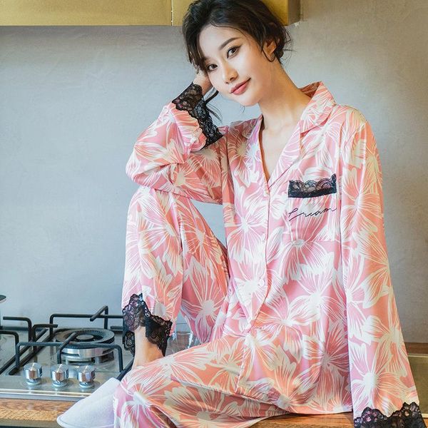 autumn ice silk women pajama sleepwear set lace long sleeve suit pyjamas loose soft touch nightwear, Black;red
autumn ice silk women pajama sleepwear set lace long sleeve suit pyjamas loose soft touch nightwear, Black;red