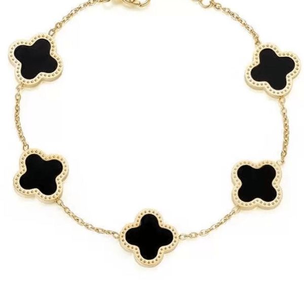 4 color four leaf chain clover bracelet lucky bangle double-sided shells jewelry golden rose silver chain fashionable lady wedding221p, Black
4 color four leaf chain clover bracelet lucky bangle double-sided shells jewelry golden rose silver chain fashionable lady wedding221p, Black