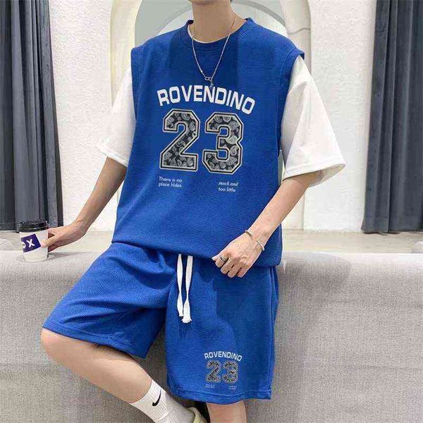 casual sportswear is fashionable and versatile american basketball leisure suit men's fashion brand with a set of waffle t-shirt short, Gray
casual sportswear is fashionable and versatile american basketball leisure suit men's fashion brand with a set of waffle t-shirt short, Gray