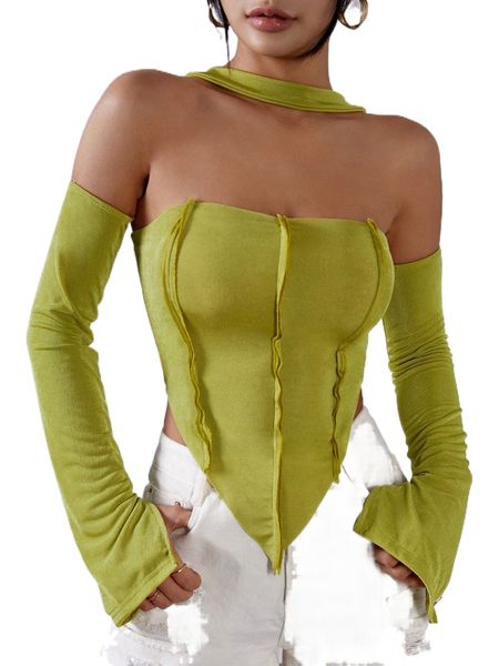 halter neck seam detail hanky hem z9cr#, White