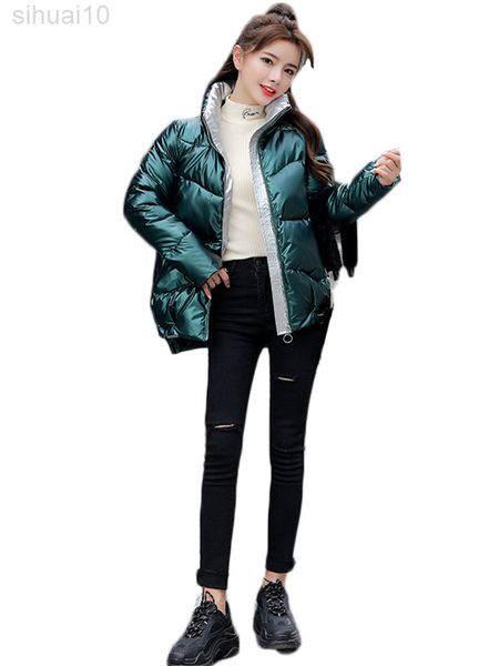 2022 glossy down cotton coat parka women new autumn winter keep warm bread service green stand collar black loose cotton jackets l220730
2022 glossy down cotton coat parka women new autumn winter keep warm bread service green stand collar black loose cotton jackets l220730