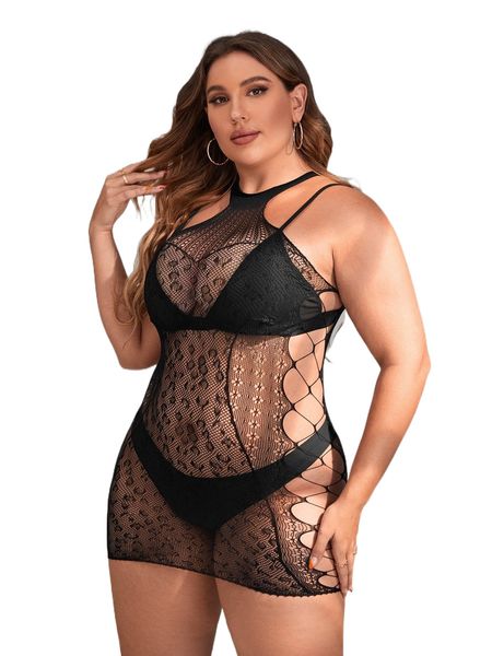 plus cut out dress without liner e8ti#, Black;white