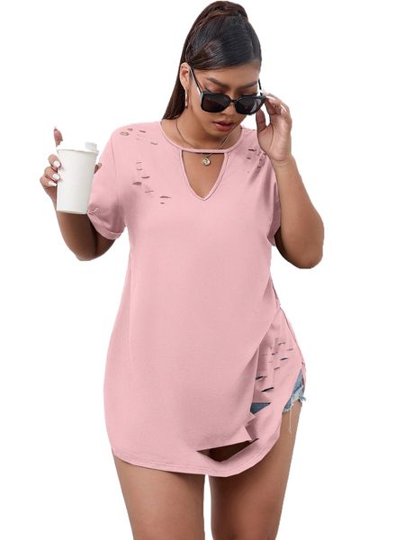 plus keyhole neck longline tee n4sc#, Black
plus keyhole neck longline tee n4sc#, Black