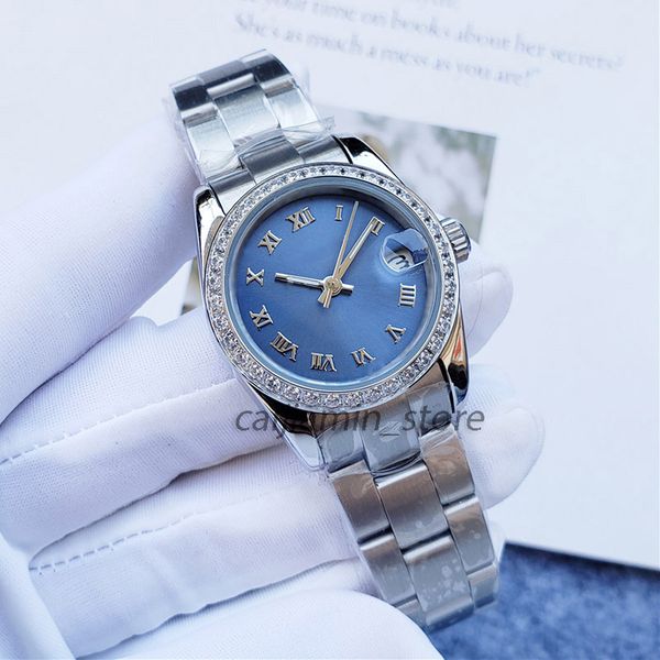 women watch 28/31mm small dial mechanical watches blue face oyster stainless steel strap diamond bezel ladies wristwatch, Slivery;brown
women watch 28/31mm small dial mechanical watches blue face oyster stainless steel strap diamond bezel ladies wristwatch, Slivery;brown