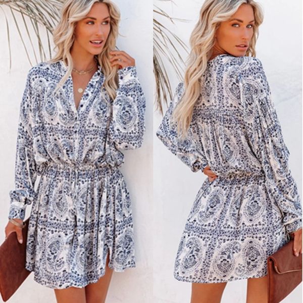 casual dresses european and american explosions in autumn or winter 2022 new slim blue white printed women's long-sleeved dress, Black;gray
casual dresses european and american explosions in autumn or winter 2022 new slim blue white printed women's long-sleeved dress, Black;gray