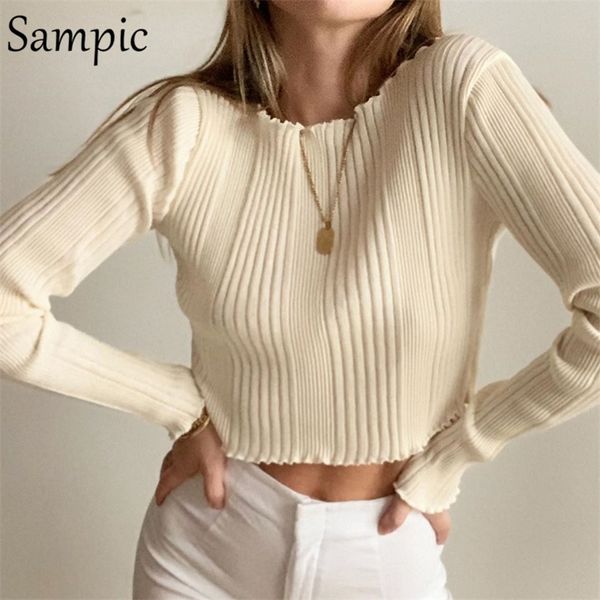 sampic women casual long sleeve o neck knitted pullover cute basic cropped sweater fashion autumn sweater jumpers 2020 t200910, White;black
sampic women casual long sleeve o neck knitted pullover cute basic cropped sweater fashion autumn sweater jumpers 2020 t200910, White;black