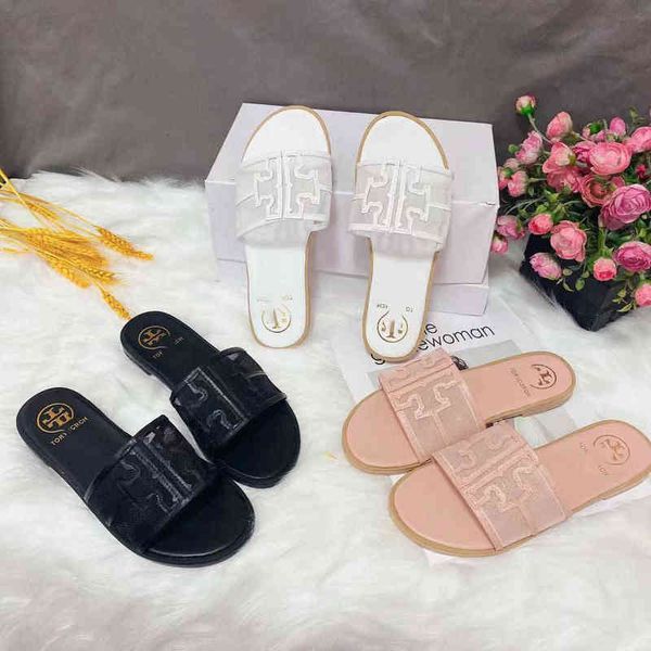 1015 one line fashion versatile casual slippers mesh cross flats summer sandals women, Black