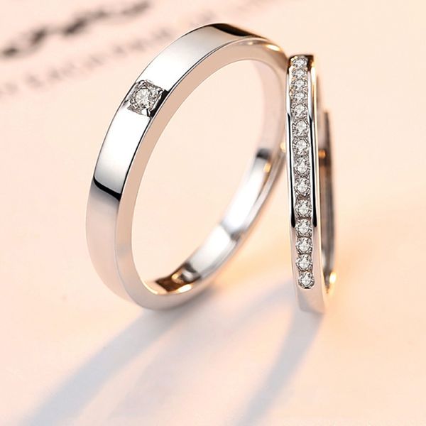 1 pair solid couple rings copper plated platinum resizeable multiple crystal men women overlap opening engagement wedding gift finger jewelr, Silver
1 pair solid couple rings copper plated platinum resizeable multiple crystal men women overlap opening engagement wedding gift finger jewelr, Silver
