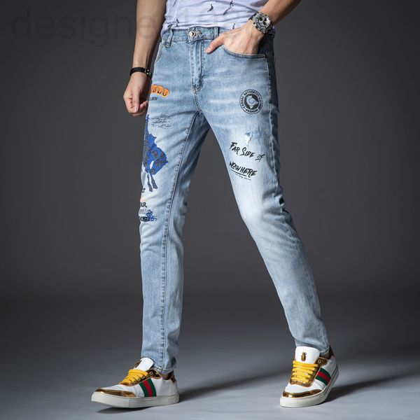 men's jeans designer new embroidered jeans men's elastic light blue letters personalized slim fit small feet autumn casual pants s
men's jeans designer new embroidered jeans men's elastic light blue letters personalized slim fit small feet autumn casual pants s