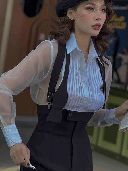 women's blouses & shirts vintage original smoking outfit perspective organ pleated white shirt a186
women's blouses & shirts vintage original smoking outfit perspective organ pleated white shirt a186