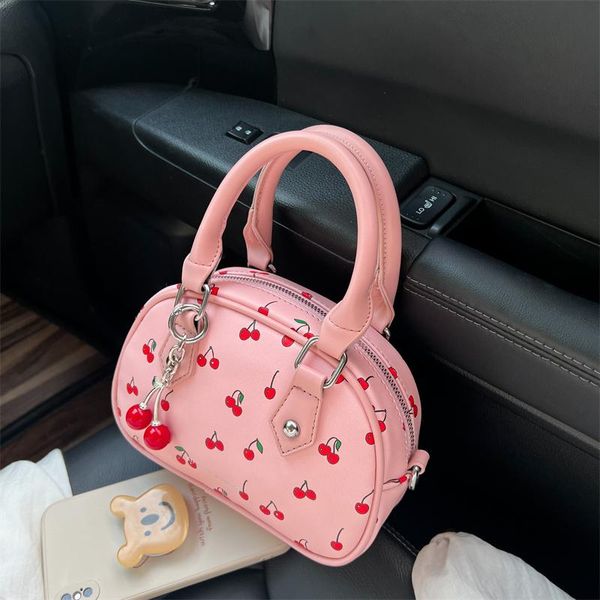 bags small pu leather shoulder crossbody for women cute totes fashion summer sweet cherry print handbags and purses