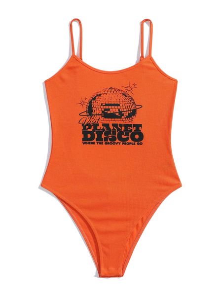 x splusmart neon orange letter graphic ribbed knit cami bodysuit q9cc#, White
x splusmart neon orange letter graphic ribbed knit cami bodysuit q9cc#, White