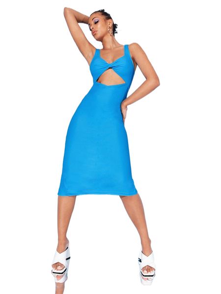 twist front cut out split back tank dress d88y#, Black;gray
twist front cut out split back tank dress d88y#, Black;gray