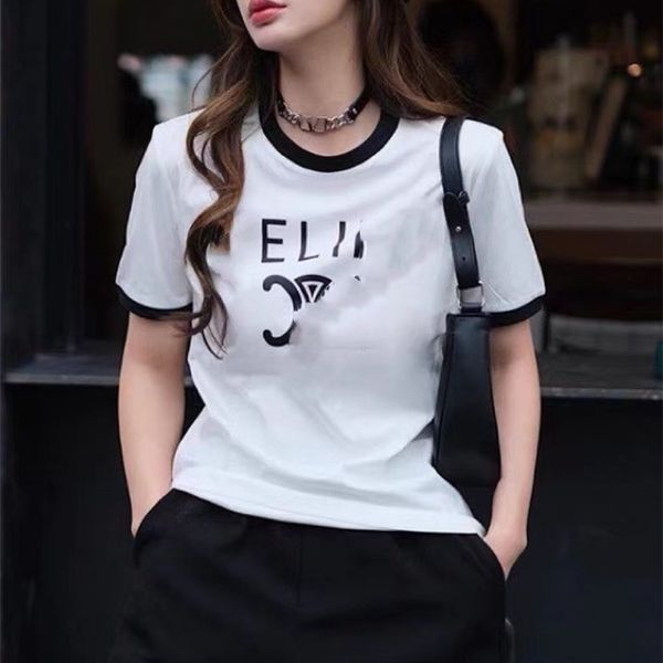 home early spring new short sleeve t-shirt blue and white contrast color cotton backing piece
home early spring new short sleeve t-shirt blue and white contrast color cotton backing piece
