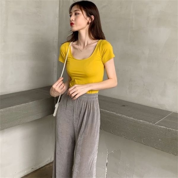 summer new thin solid tshirt womens high waist straight tube wide leg trousers casual pants suit 210320, White
summer new thin solid tshirt womens high waist straight tube wide leg trousers casual pants suit 210320, White