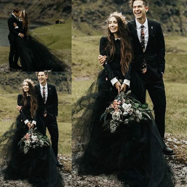 2022 black wedding dresse bridal gown muslim long sleeves collar neck tulle a line vestidos, White
2022 black wedding dresse bridal gown muslim long sleeves collar neck tulle a line vestidos, White