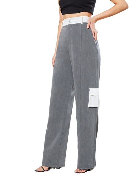 x d_3h30 flap pocket wide leg colorblock pants q3go#, Black;white
x d_3h30 flap pocket wide leg colorblock pants q3go#, Black;white