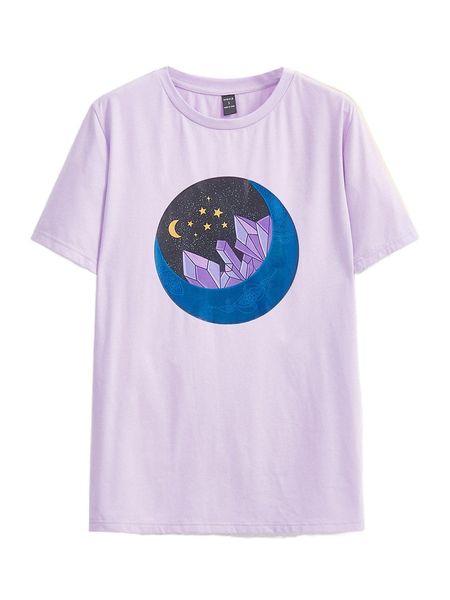 x ellie tompkins creative moon & star print tee b0mz#, White