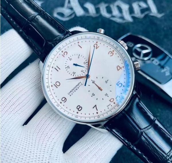 u1 watch 41mm portugieser chronograph vk automatic 2813 movement mens watch 316l steel case dial leather strap gents watches, Slivery;brown
u1 watch 41mm portugieser chronograph vk automatic 2813 movement mens watch 316l steel case dial leather strap gents watches, Slivery;brown