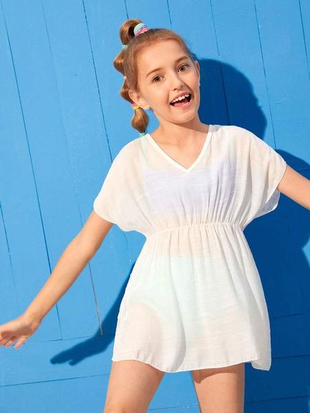 toddler girls split cover up she, Blue 
toddler girls split cover up she, Blue