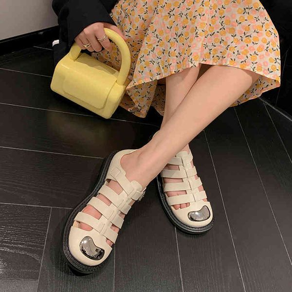 sandals round head metal decorative flat bottom low heel sandals summer hollow roman style simple and comfortable ncca, Black
sandals round head metal decorative flat bottom low heel sandals summer hollow roman style simple and comfortable ncca, Black